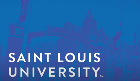 Saint Louis University logo over campus image.