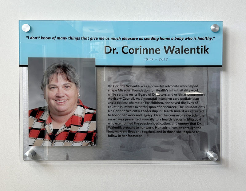 Photo of plaque honoring Dr. Walentik