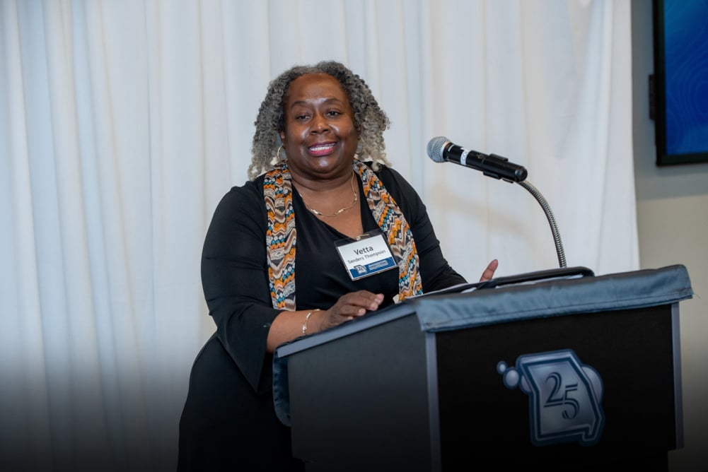 Vetta Sanders Thompson emcees the event