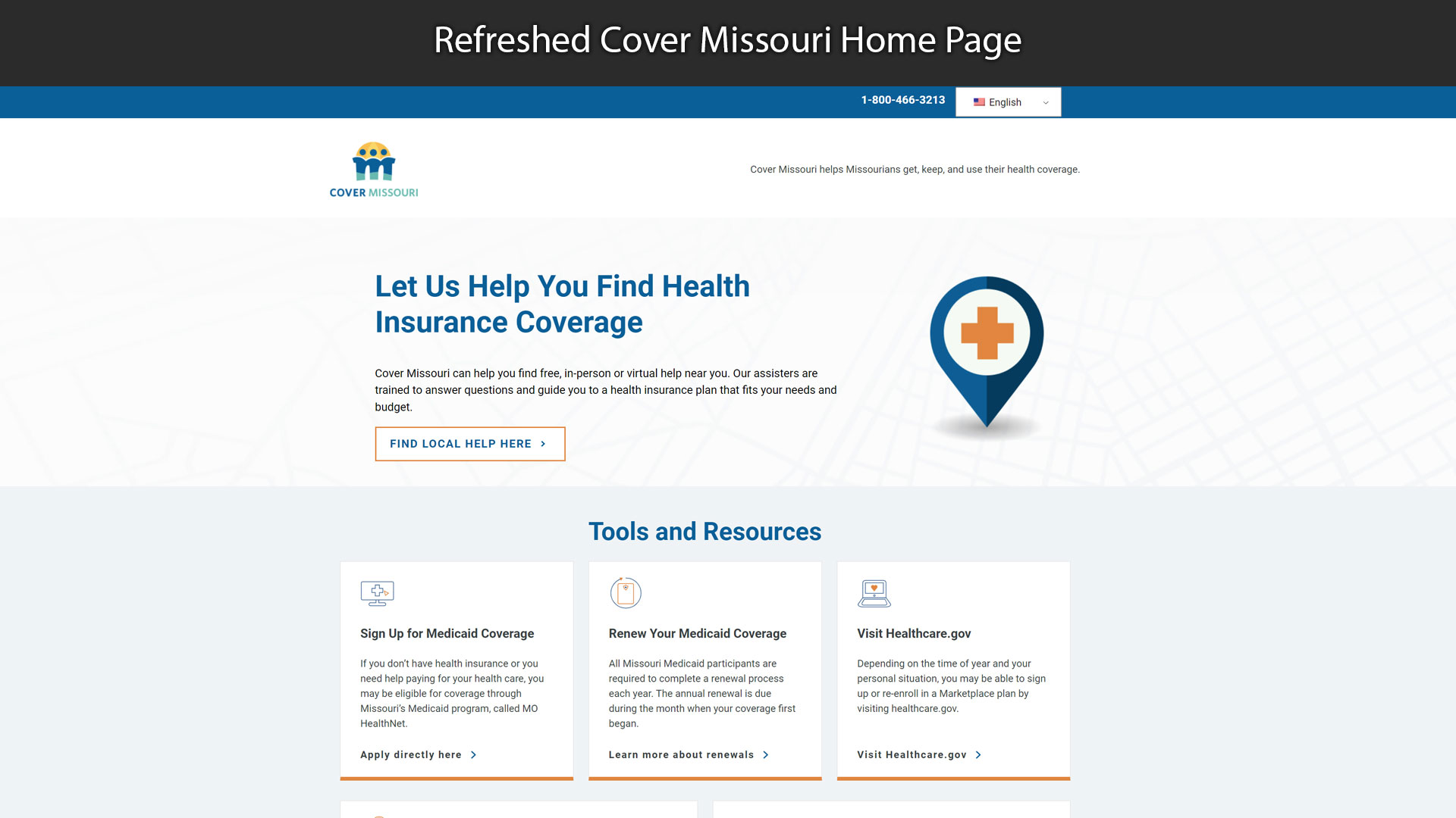 Refreshed Cover Missouri Home page