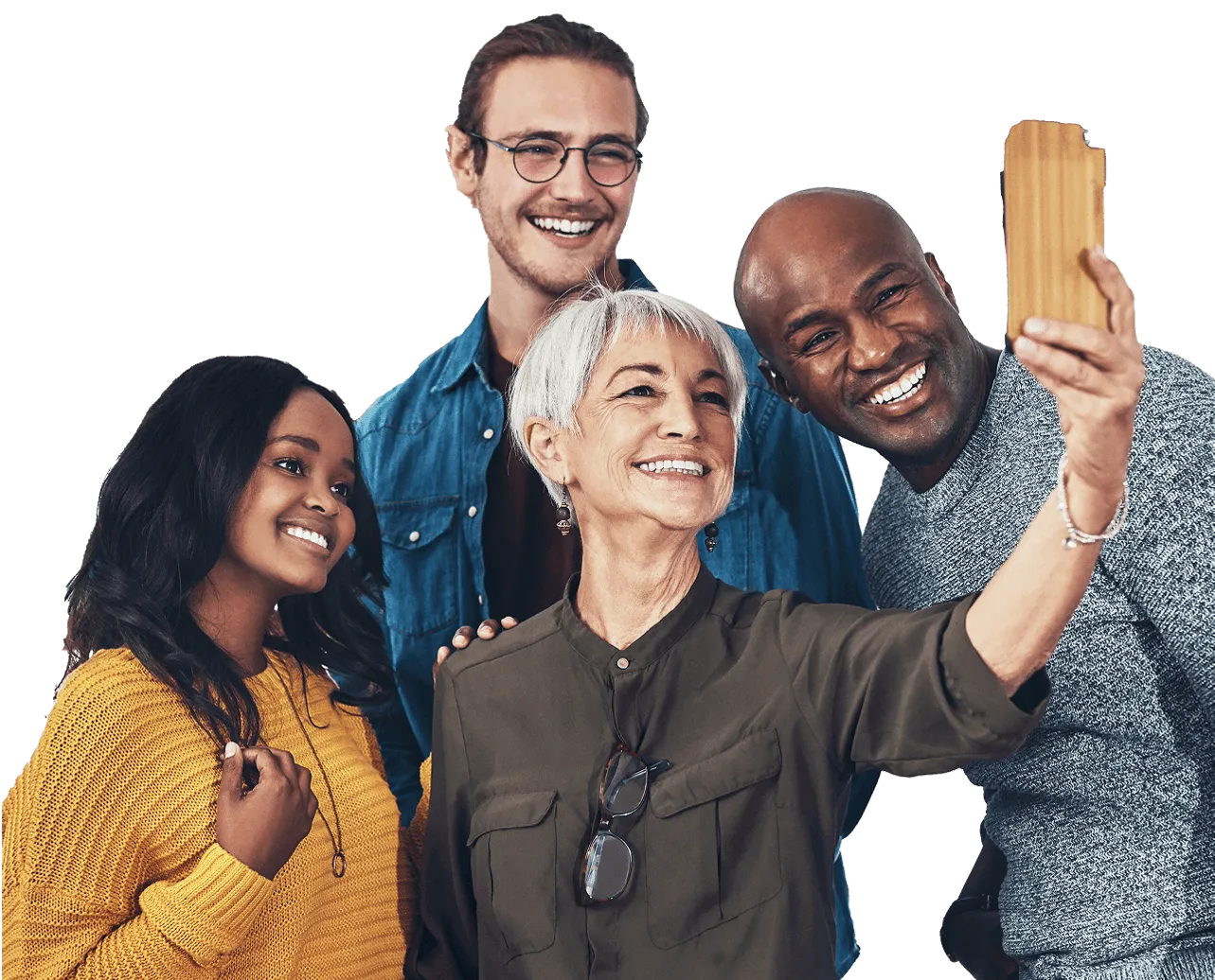 Group of people taking a selfie