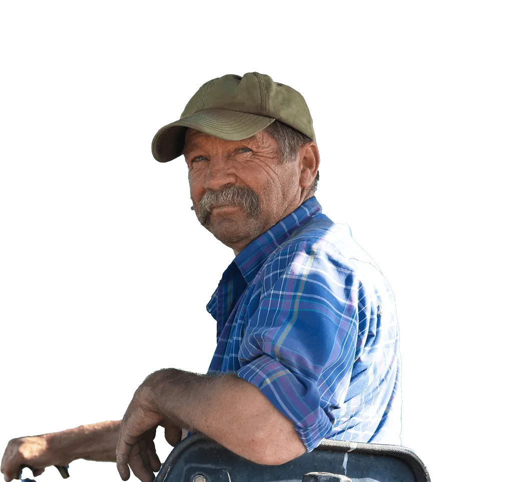 A farmer in his tractor