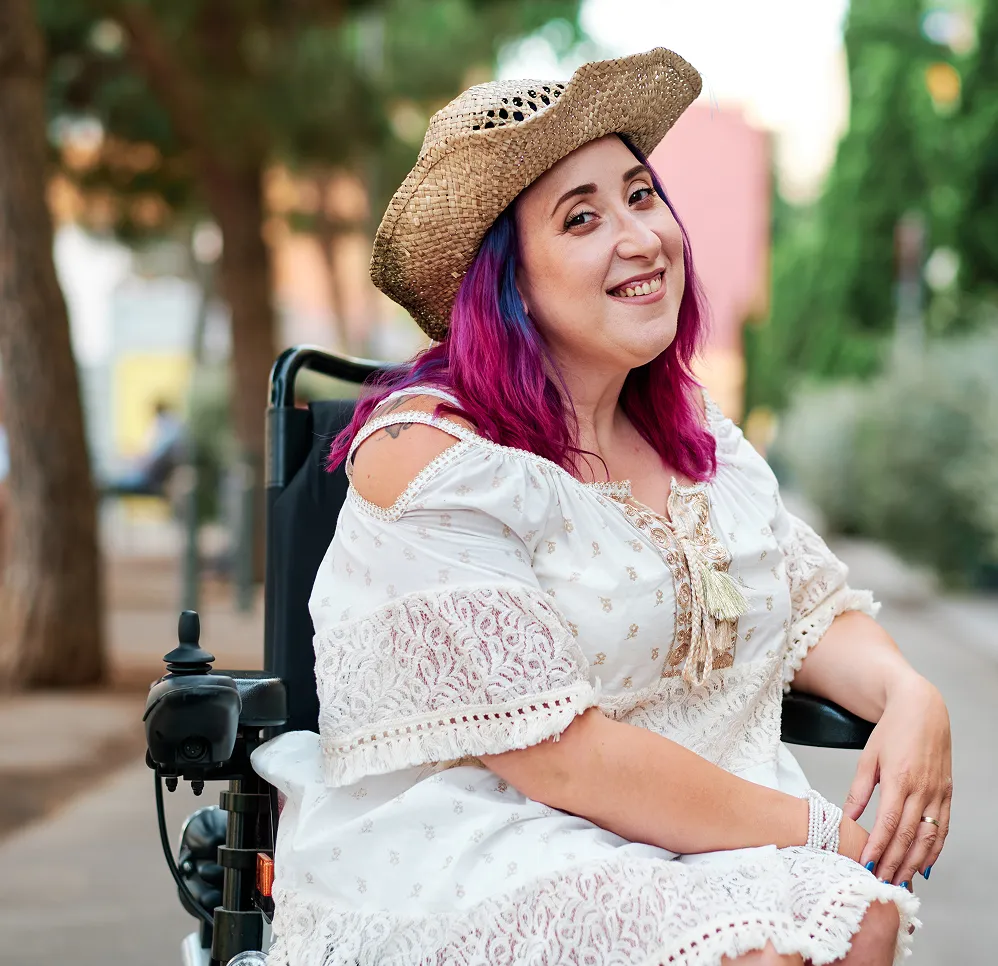 Woman with disabilities in a wheelchair