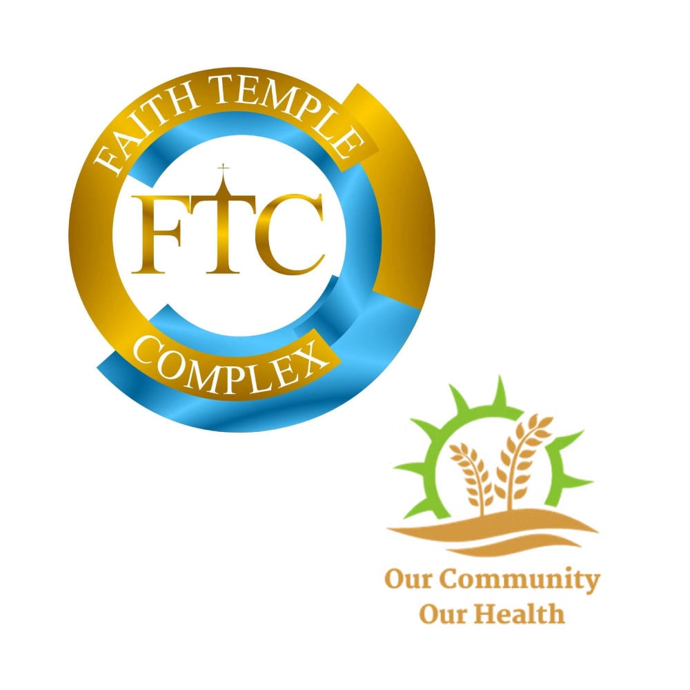 Faith Temple Complex and Our Community Our Health logos