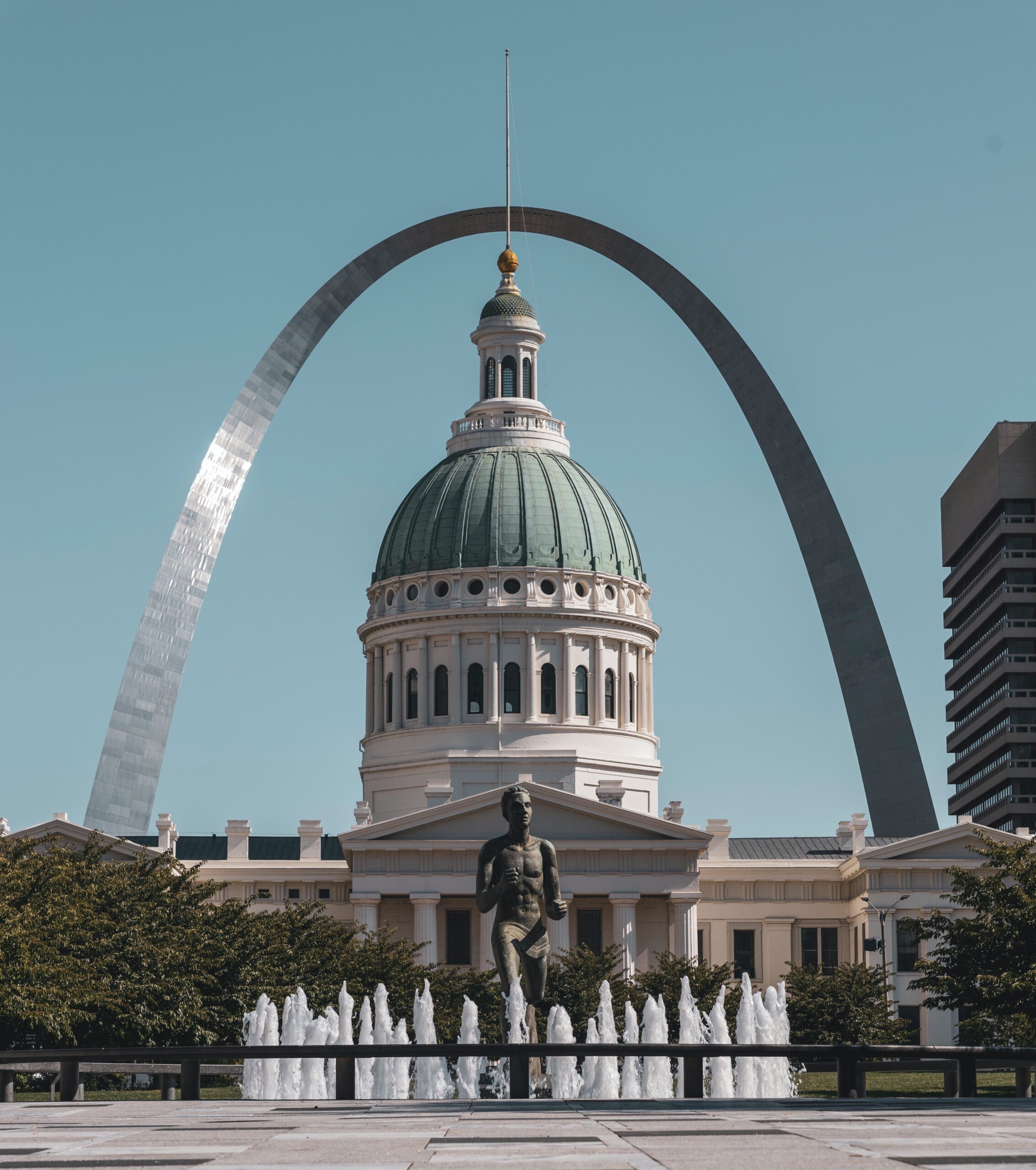 View of St. Louis City Old Courthouse with the Arch in the background