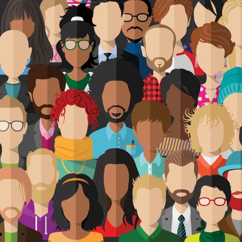 Illustration of diverse group of people