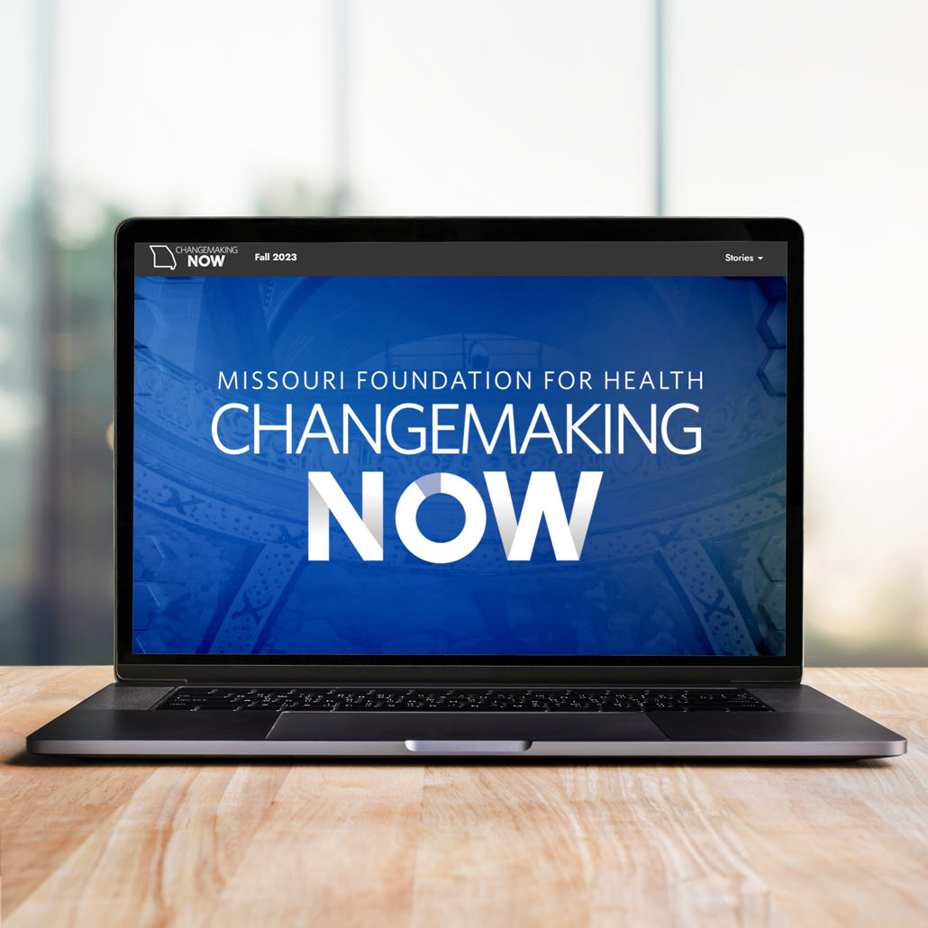Image of a laptop displaying Changemaking Now Homepage