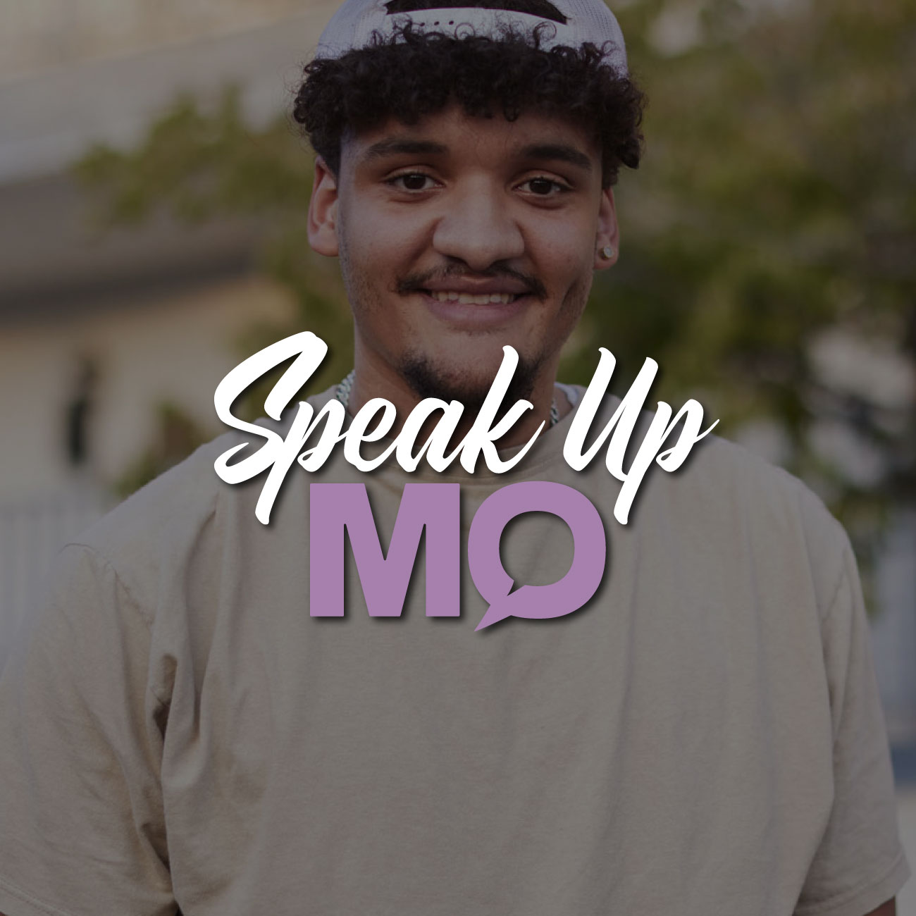 Speak up MO logo over image of young man smiling